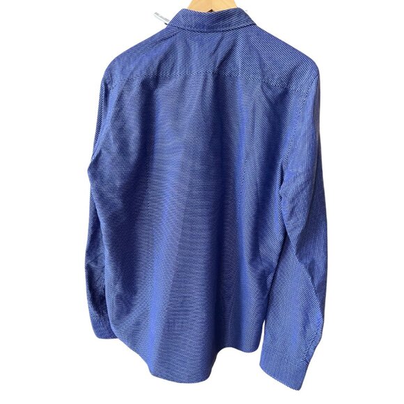 Blue Hugo Boss Men's Geometric-Print Cotton Shirt - Picture 4 of 14